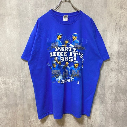 古着 used　GILDAN ギルダン　MLB メジャーリーグ　カンザスシティ・ロイヤルズ　半袖プリントTシャツ　青　野球　XL