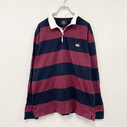 Canterbury　カンタベリー　ラガーシャツ　長袖ポロシャツ　ボーダー　エンジ　紺　ネイビー　3XLサイズ