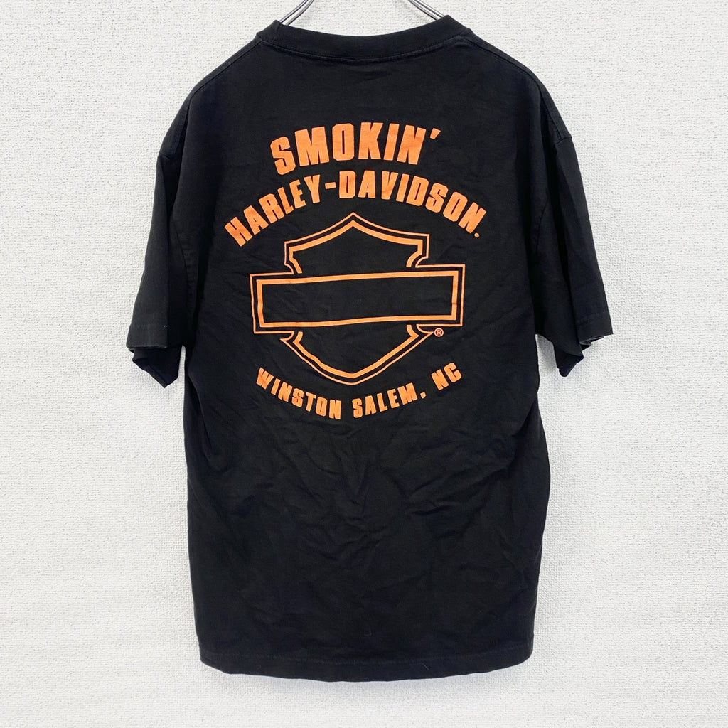HARLEY DAVIDSON　ハーレーダビッドソン　半袖両面プリントTシャツ　黒　ブラック　Lサイズ