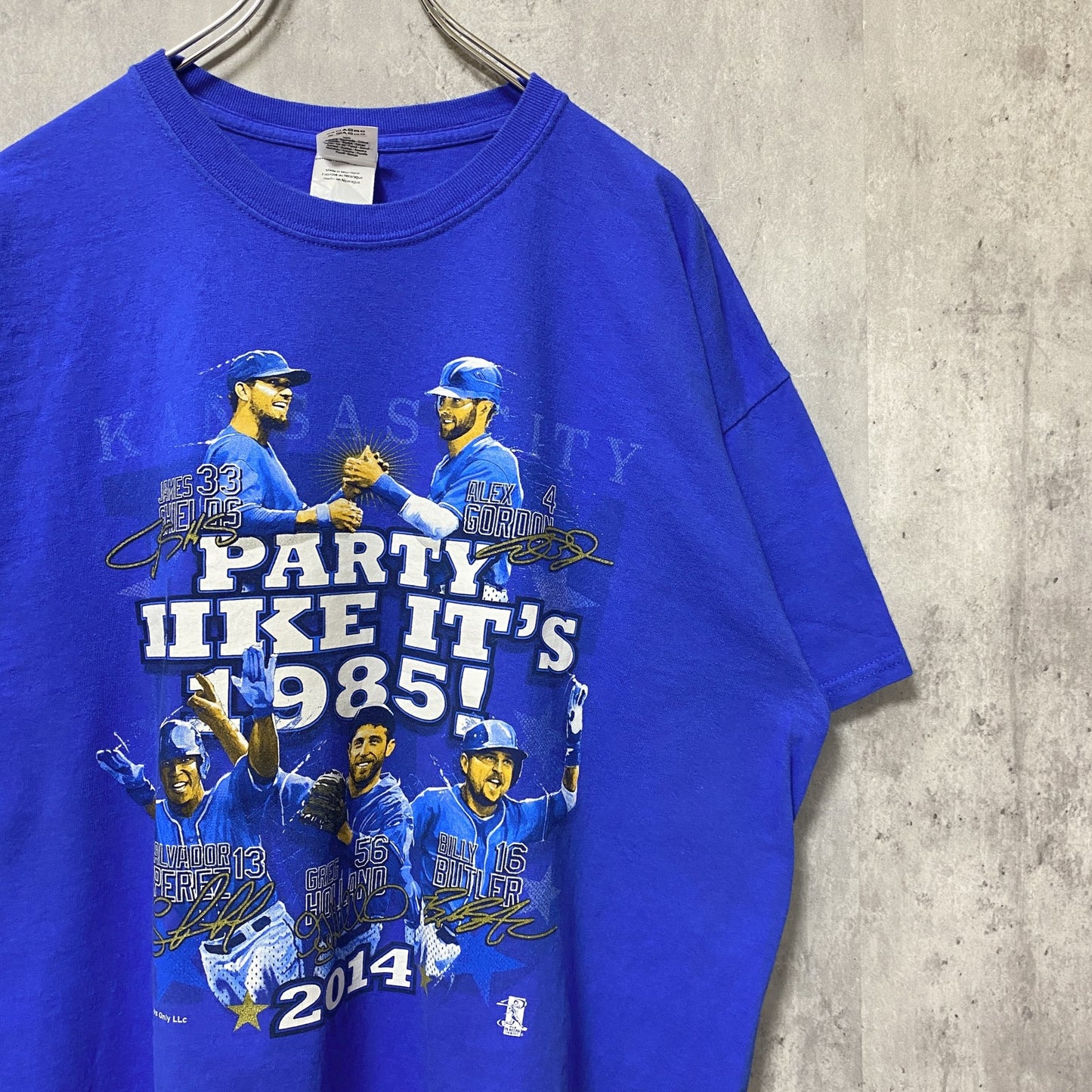 古着 used　GILDAN ギルダン　MLB メジャーリーグ　カンザスシティ・ロイヤルズ　半袖プリントTシャツ　青　野球　XL