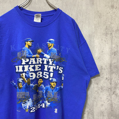 古着 used　GILDAN ギルダン　MLB メジャーリーグ　カンザスシティ・ロイヤルズ　半袖プリントTシャツ　青　野球　XL