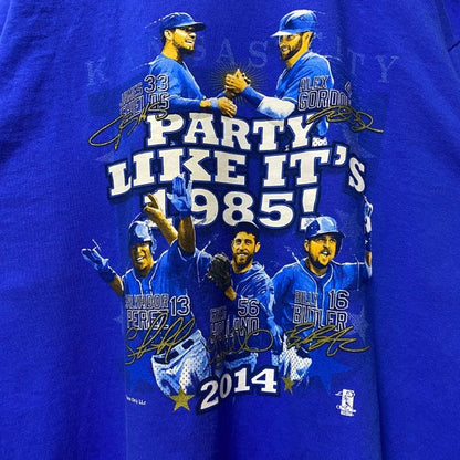 古着 used　GILDAN ギルダン　MLB メジャーリーグ　カンザスシティ・ロイヤルズ　半袖プリントTシャツ　青　野球　XL