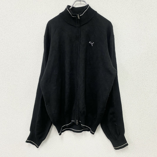 PUMA　プーマ　フルジップアクリルニットセーター　ダブルジップ　黒　ブラック　XLサイズ