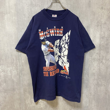 古着 used　90s　MIRO　MLB　マークマグワイア　カージナルス　1998　半袖プリントTシャツ　ネイビー　野球　Lサイズ