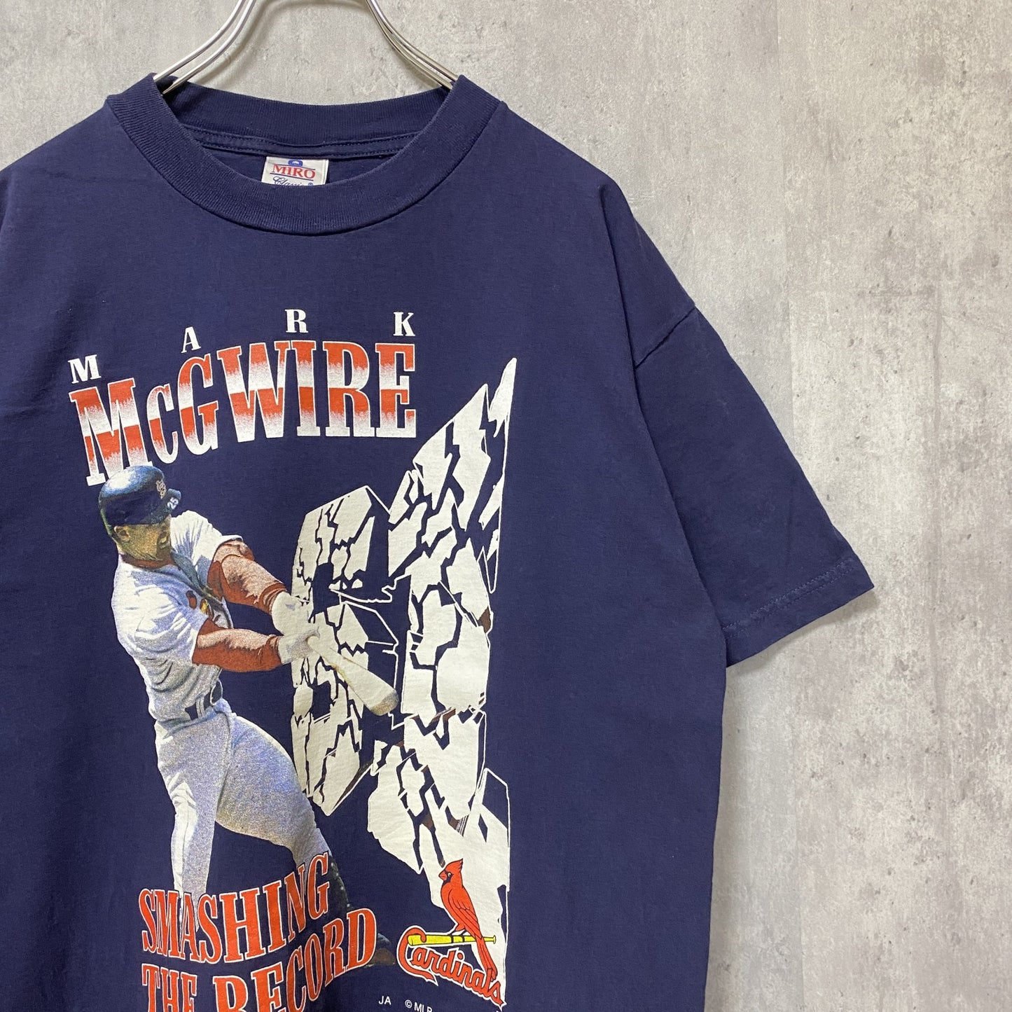 古着 used　90s　MIRO　MLB　マークマグワイア　カージナルス　1998　半袖プリントTシャツ　ネイビー　野球　Lサイズ