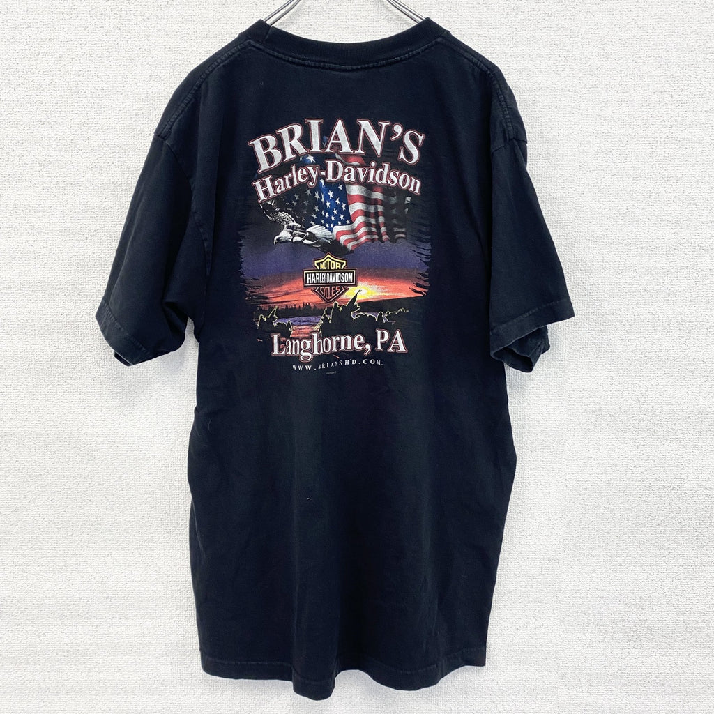 00s　HARLEY DAVIDSON　ハーレーダビッドソン　半袖両面プリントTシャツ　黒　ブラック　XLサイズ　