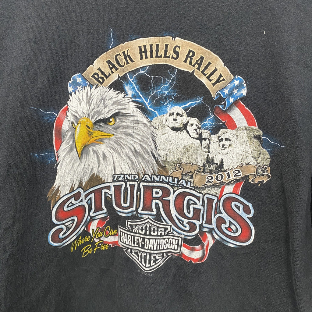 HARLEY DAVIDSON　ハーレーダビッドソン　半袖両面プリントTシャツ　黒　ブラック　2XLサイズ