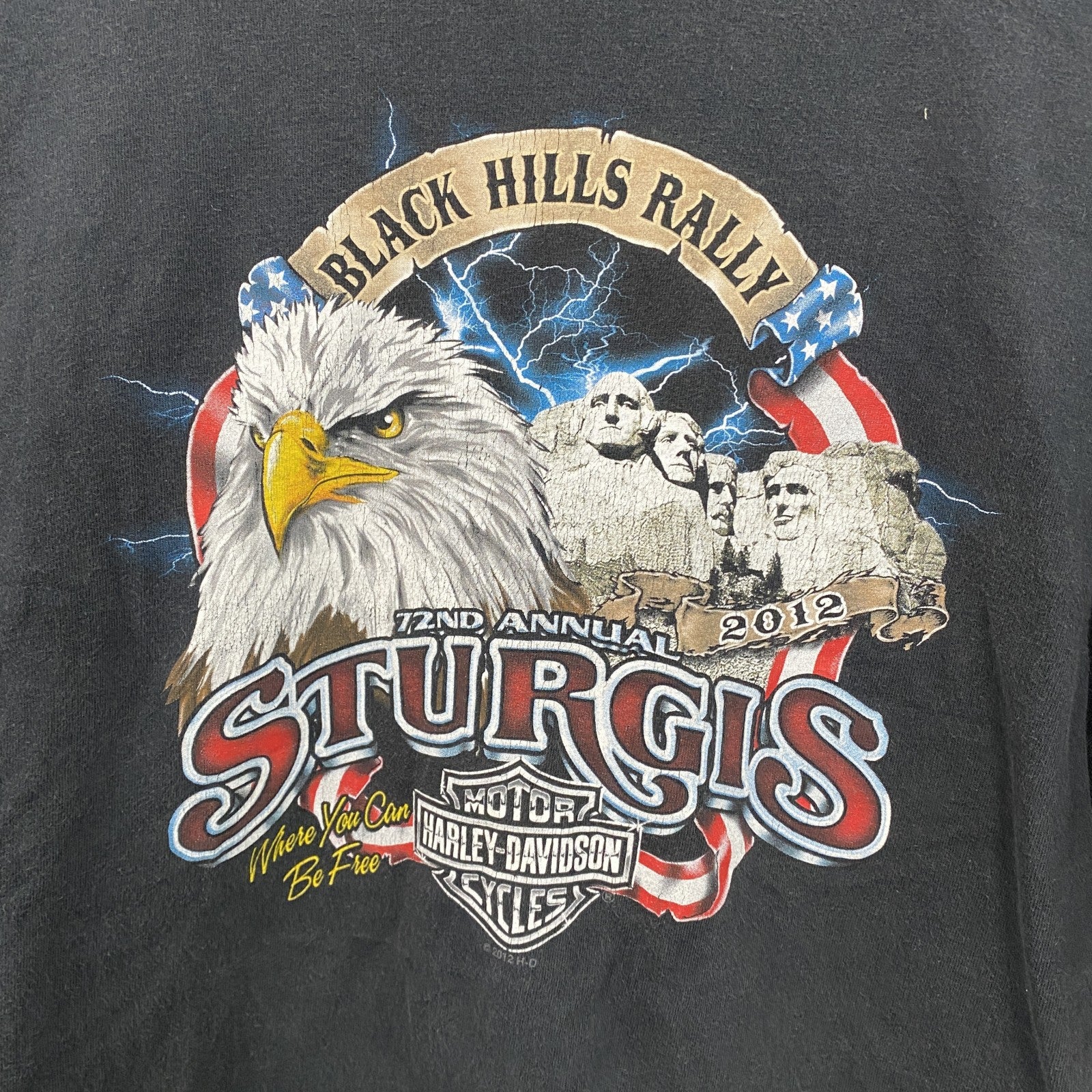 HARLEY DAVIDSON　ハーレーダビッドソン　半袖両面プリントTシャツ　黒　ブラック　2XLサイズ
