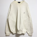 古着 used　NAUTICA ノーティカ　長袖クルーネックニット　セーター　ワンポイント刺繍　白　シンプル　レトロ　Lサイズ