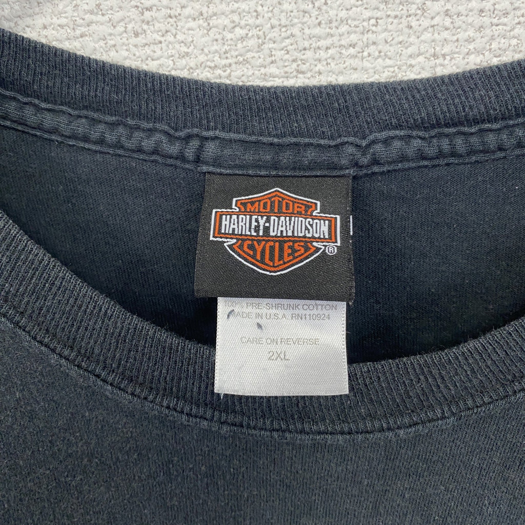 HARLEY DAVIDSON　ハーレーダビッドソン　半袖両面プリントTシャツ　黒　ブラック　2XLサイズ