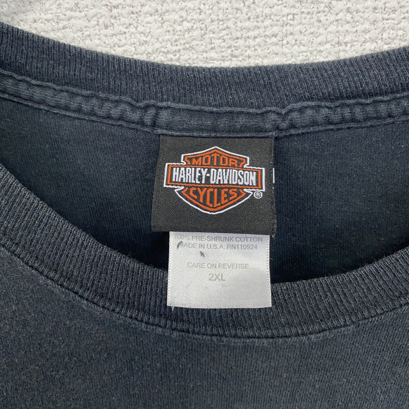 HARLEY DAVIDSON　ハーレーダビッドソン　半袖両面プリントTシャツ　黒　ブラック　2XLサイズ