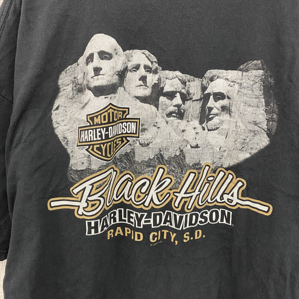 HARLEY DAVIDSON　ハーレーダビッドソン　半袖両面プリントTシャツ　黒　ブラック　2XLサイズ