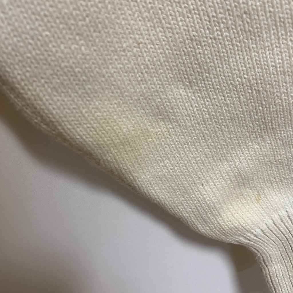 古着 used　NAUTICA ノーティカ　長袖クルーネックニット　セーター　ワンポイント刺繍　白　シンプル　レトロ　Lサイズ