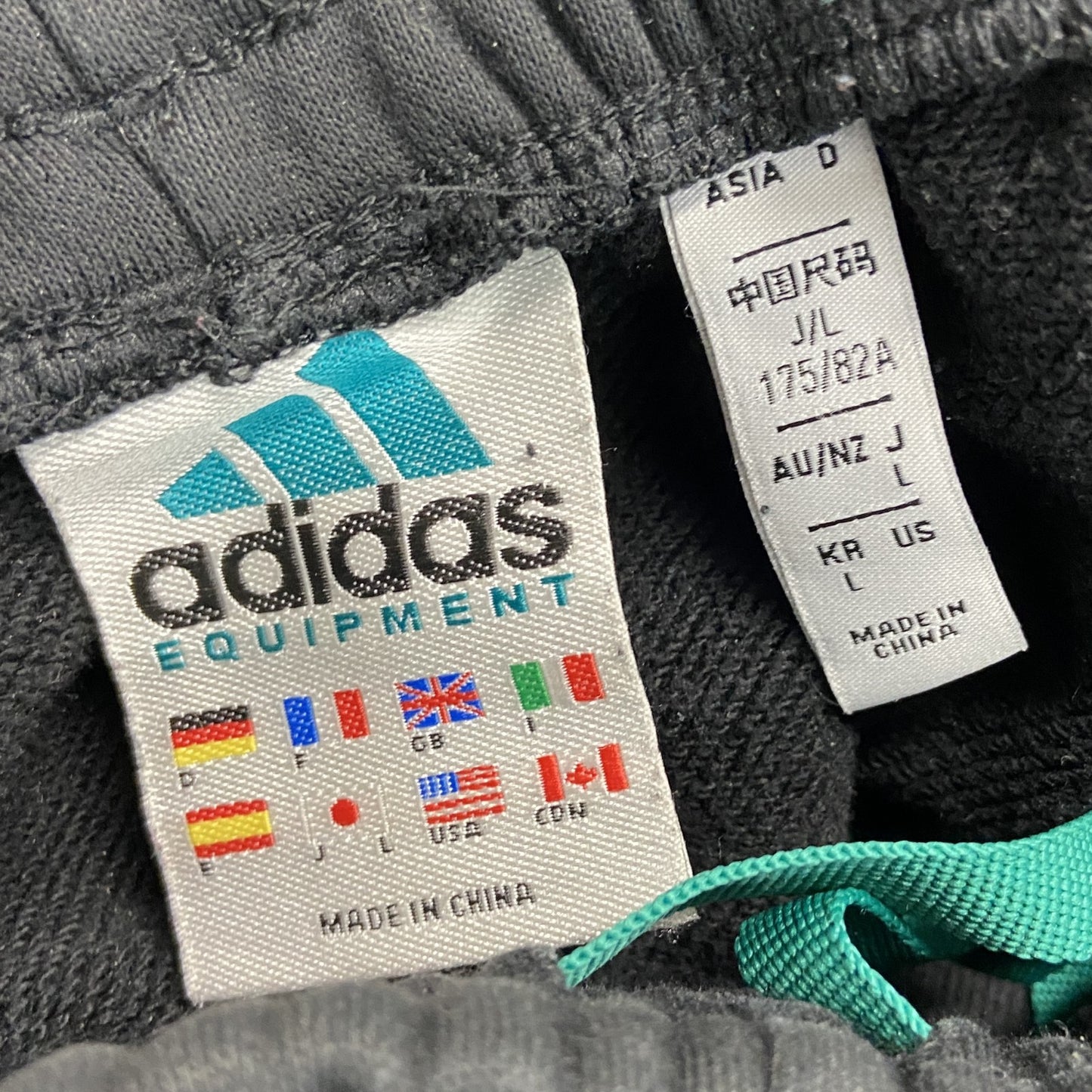 90s　adidas　アディダス　EQUIPMENT　エキップメント　スウェットパンツ　パフォーマンスロゴ　黒　ブラック　Lサイズ