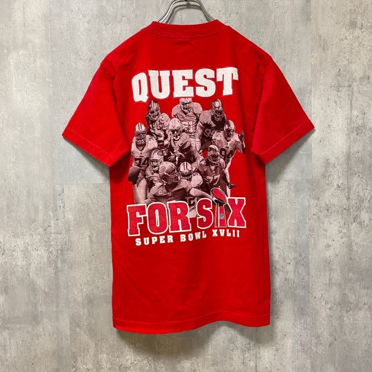 古着 used　NFL NFC　優勝記念　49ers　半袖プリントTシャツ　赤　アメフト　レトロデザイン　クルーネック　Sサイズ