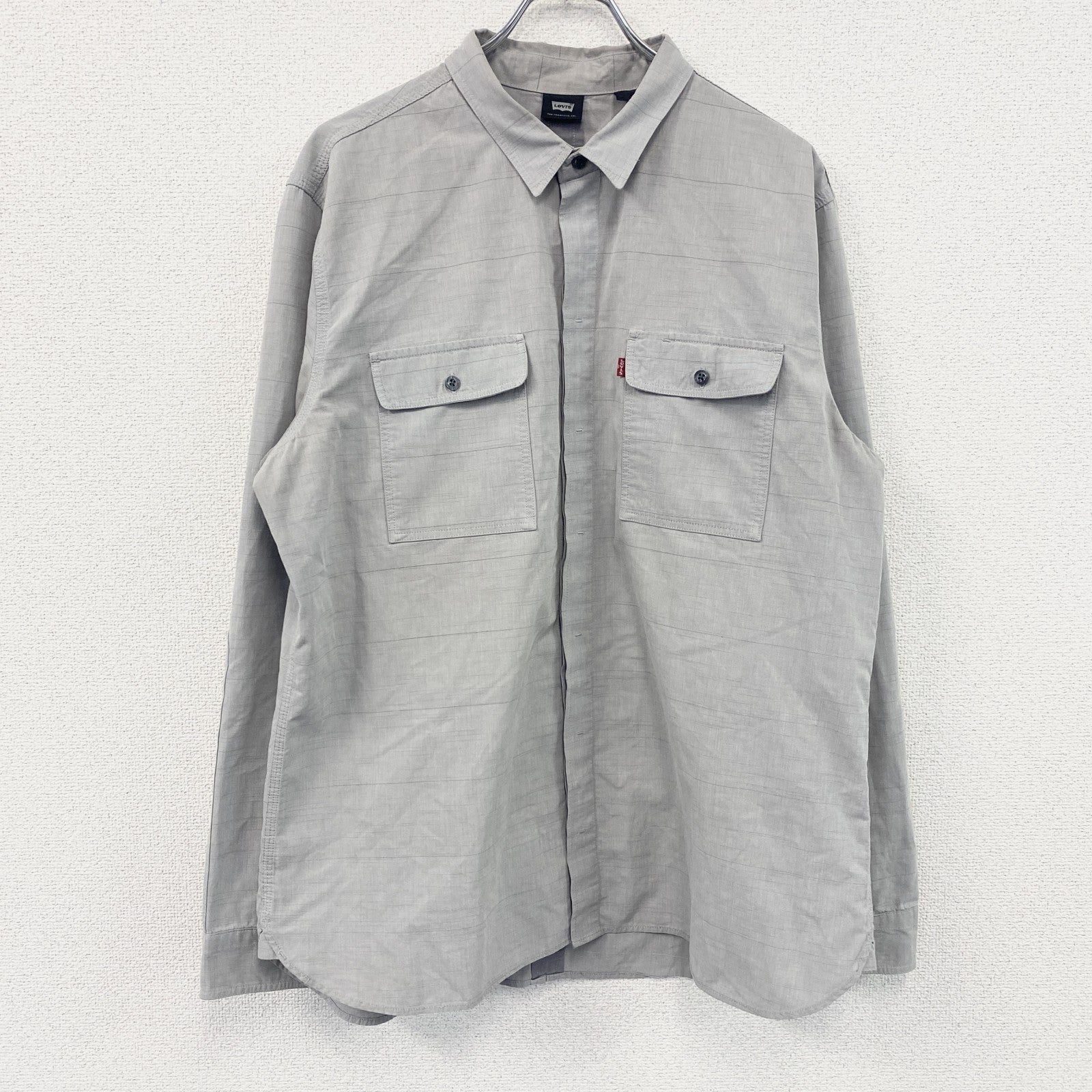 Levi’s　リーバイス　長袖シャツ　フラップポケット　比翼仕立て　無地　灰色　グレー　XLサイズ