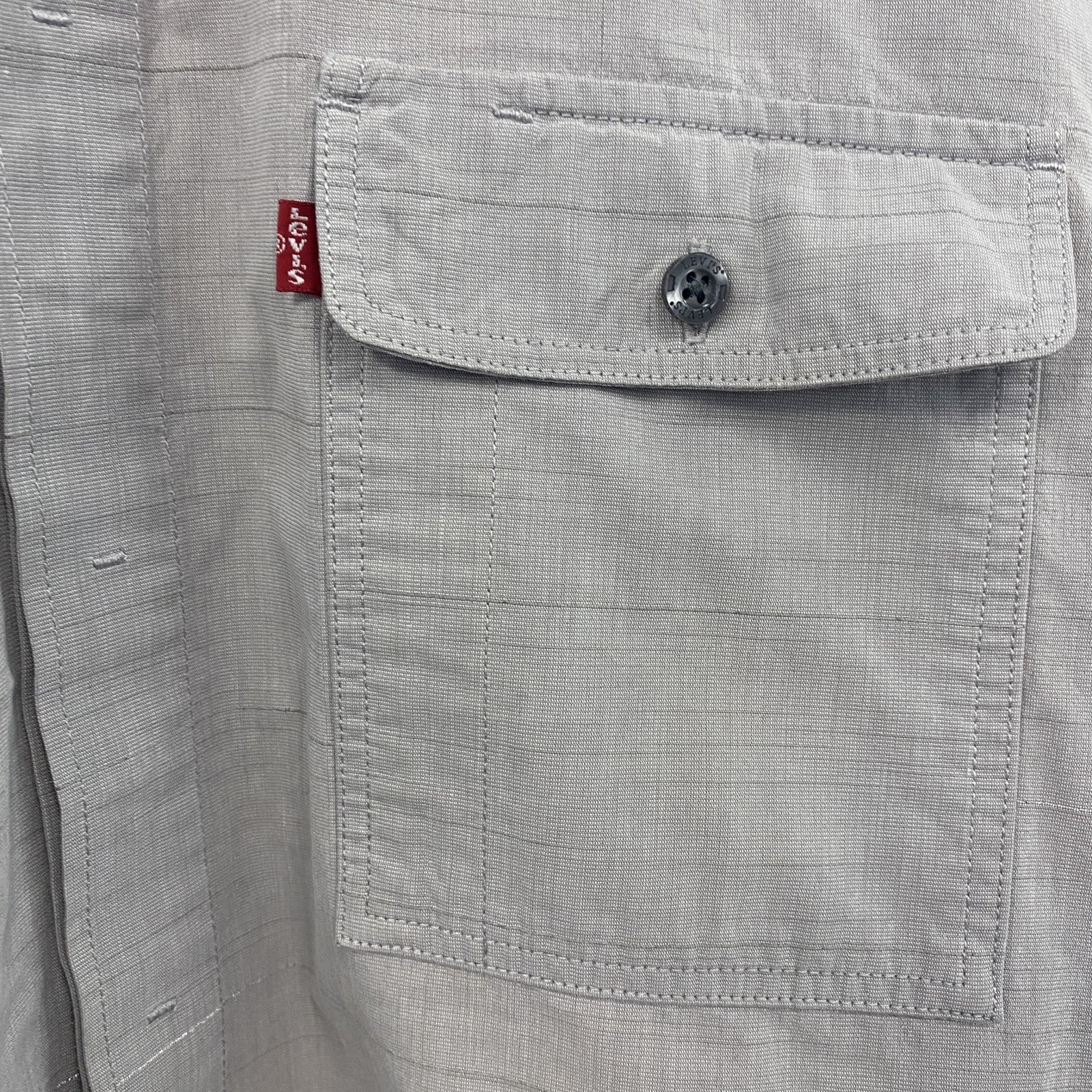 Levi’s　リーバイス　長袖シャツ　フラップポケット　比翼仕立て　無地　灰色　グレー　XLサイズ