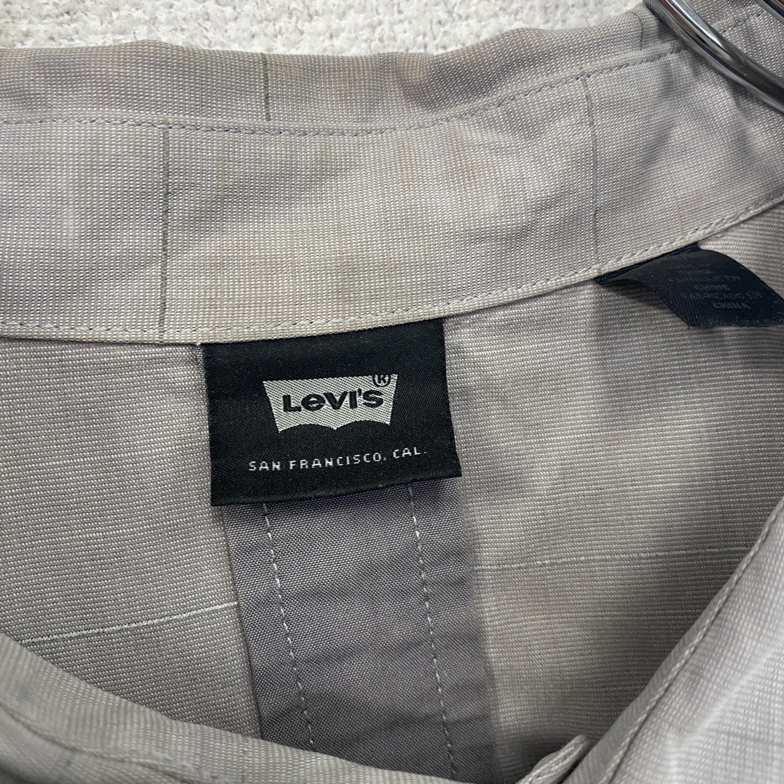 Levi’s　リーバイス　長袖シャツ　フラップポケット　比翼仕立て　無地　灰色　グレー　XLサイズ