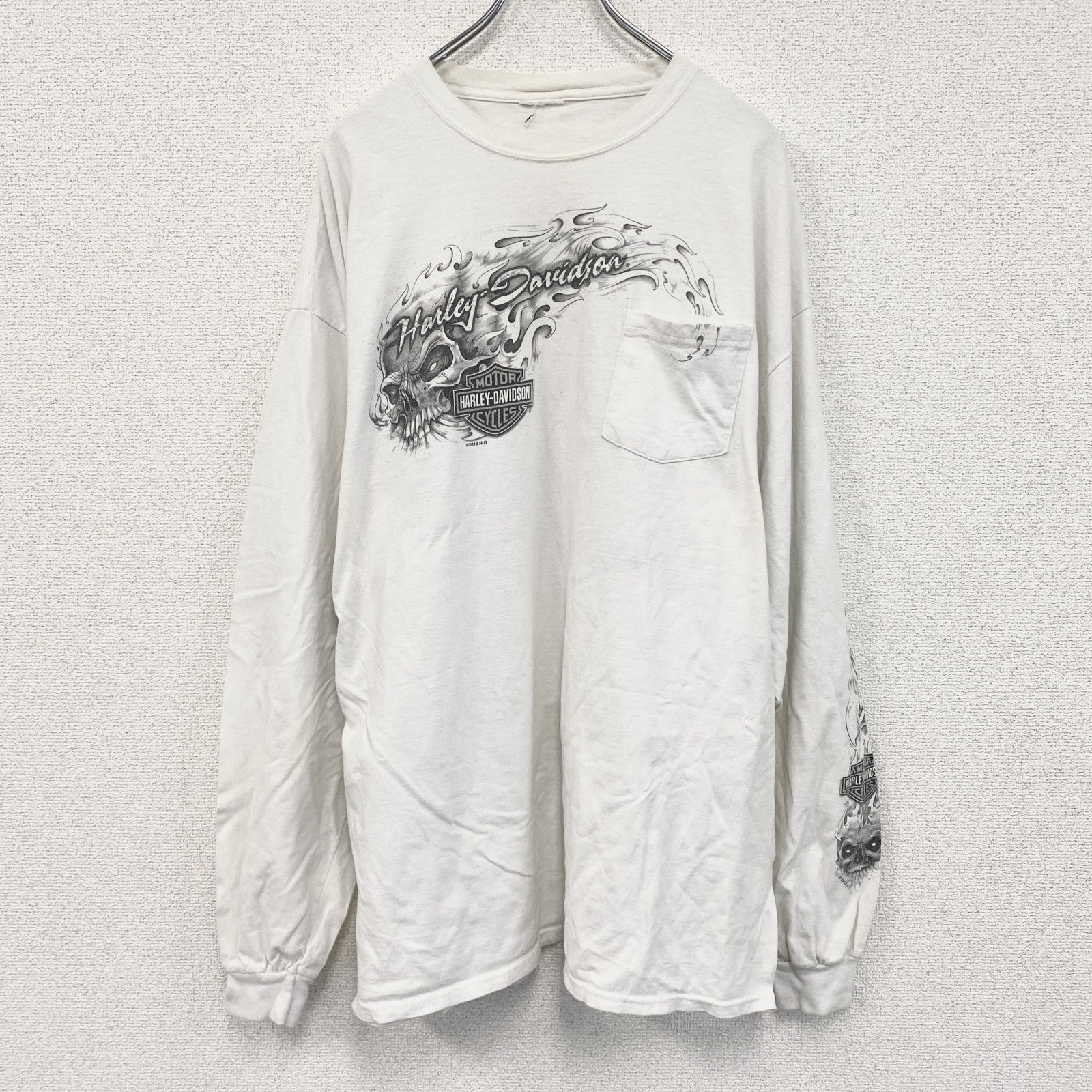 HARLEY DAVIDSON　ハーレーダビッドソン　長袖プリントTシャツ　白　ホワイト