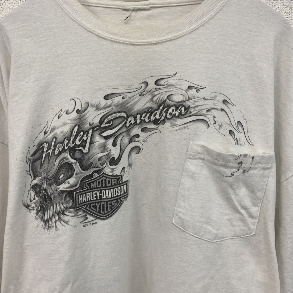 HARLEY DAVIDSON　ハーレーダビッドソン　長袖プリントTシャツ　白　ホワイト