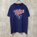 古着 used　MLB メジャーリーグ　TWINS　ミネソタツインズ　半袖プリントTシャツ　ネイビー　紺　野球　Mサイズ