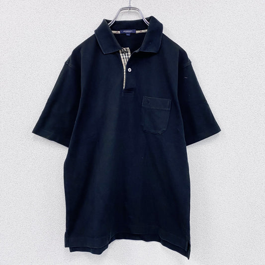 BURBERRY LONDON　バーバリーロンドン　半袖ポロシャツ　ノバチェック　黒　ブラック　Lサイズ