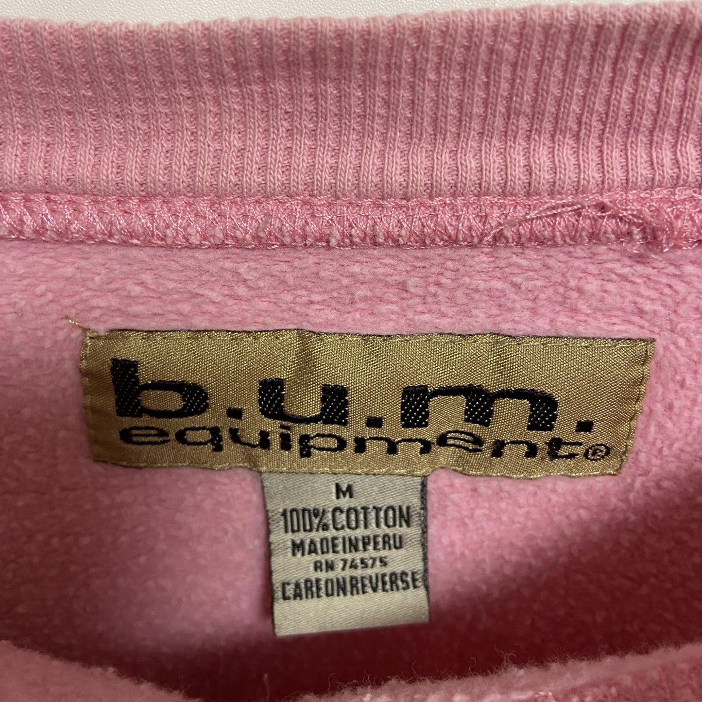 古着 used  B.U.M． 長袖プリントスウェット　トレーナー　レトロデザイン　ビックシルエット　ピンク　Mサイズ