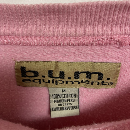 古着 used  B.U.M． 長袖プリントスウェット　トレーナー　レトロデザイン　ビックシルエット　ピンク　Mサイズ