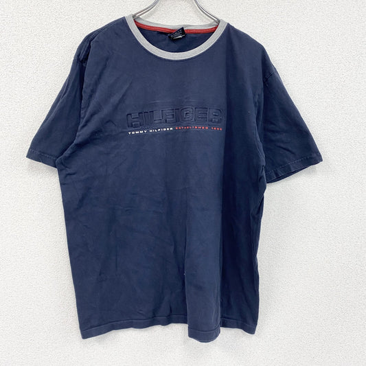 00s　TOMMY HILFIGER　トミーヒルフィガー　半袖プリントTシャツ　紺　ネイビー　Lサイズ