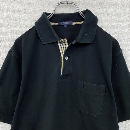 BURBERRY LONDON　バーバリーロンドン　半袖ポロシャツ　ノバチェック　黒　ブラック　Lサイズ