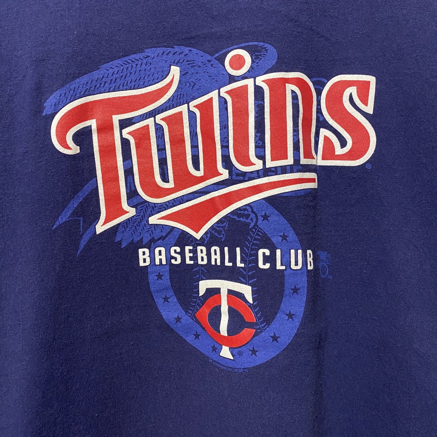 古着 used　MLB メジャーリーグ　TWINS　ミネソタツインズ　半袖プリントTシャツ　ネイビー　紺　野球　Mサイズ
