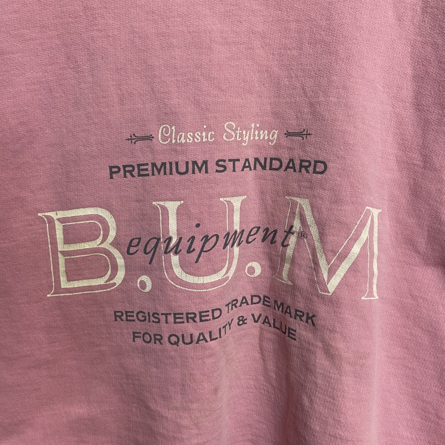 古着 used  B.U.M． 長袖プリントスウェット　トレーナー　レトロデザイン　ビックシルエット　ピンク　Mサイズ