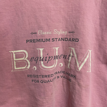 古着 used  B.U.M． 長袖プリントスウェット　トレーナー　レトロデザイン　ビックシルエット　ピンク　Mサイズ