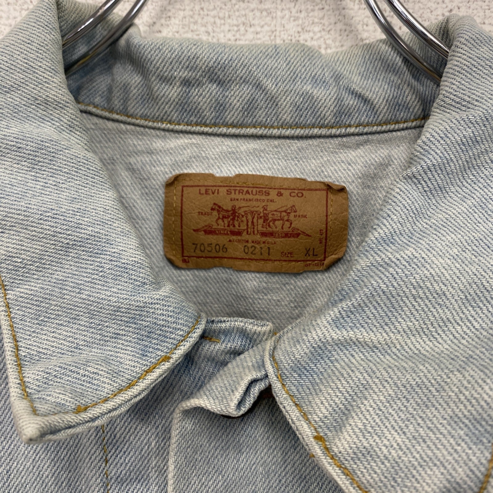 90s　Levi's　リーバイス　70506　デニムジャケット/Gジャン　ヴィンテージ　ライトブルー　XLサイズ