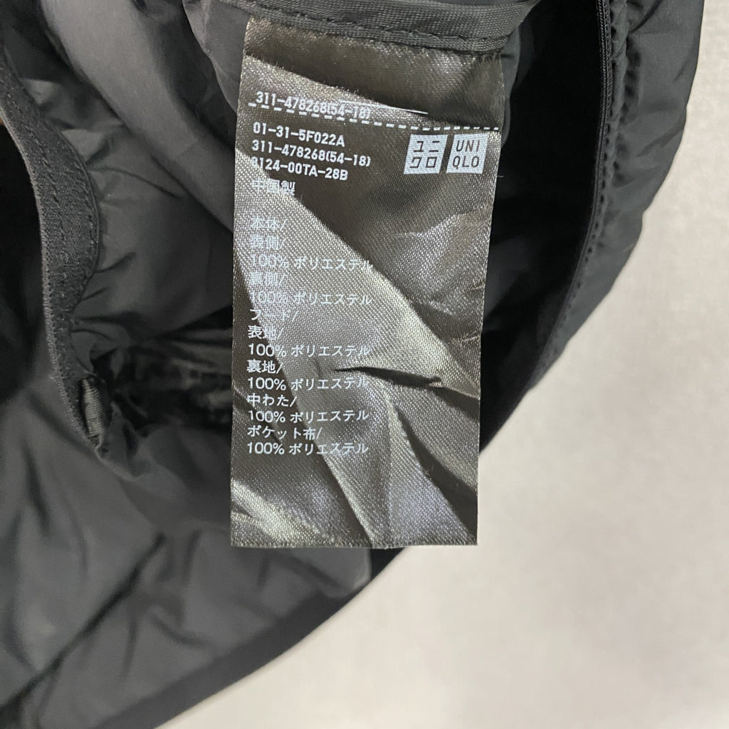 UNIQLO　ユニクロ　パフテックパーカ　中綿入り　ラグランスリーブ　黒　ブラック　XLサイズ