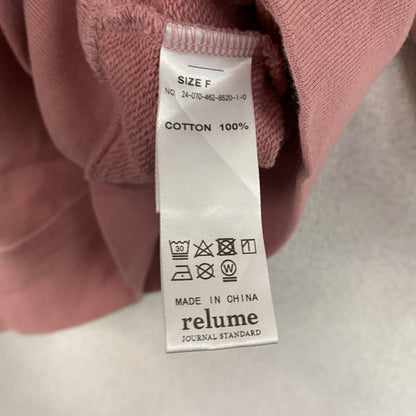 JOURNAL STANDARD relume　ジャーナルスタンダードレリューム　スウェット/トレーナー　ピンク　Fサイズ