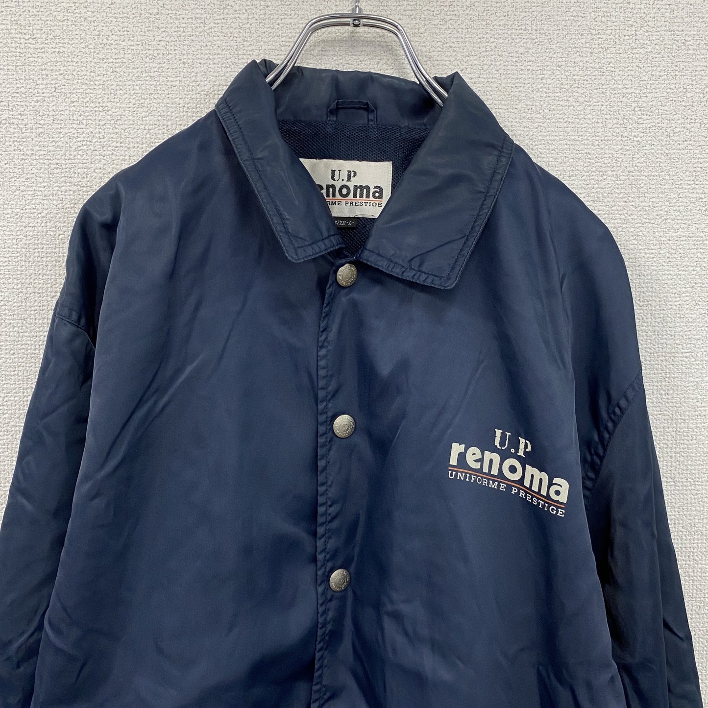 90s　U.P renoma　ユーピーレノマ　コーチジャケット　デカロゴ　ヴィンテージ　紺　ネイビー　Lサイズ