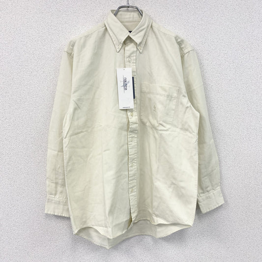 90s　NAUTICA　ノーティカ　長袖ボタンダウンシャツ　デッドストック　ヴィンテージ　アイボリー　Sサイズ