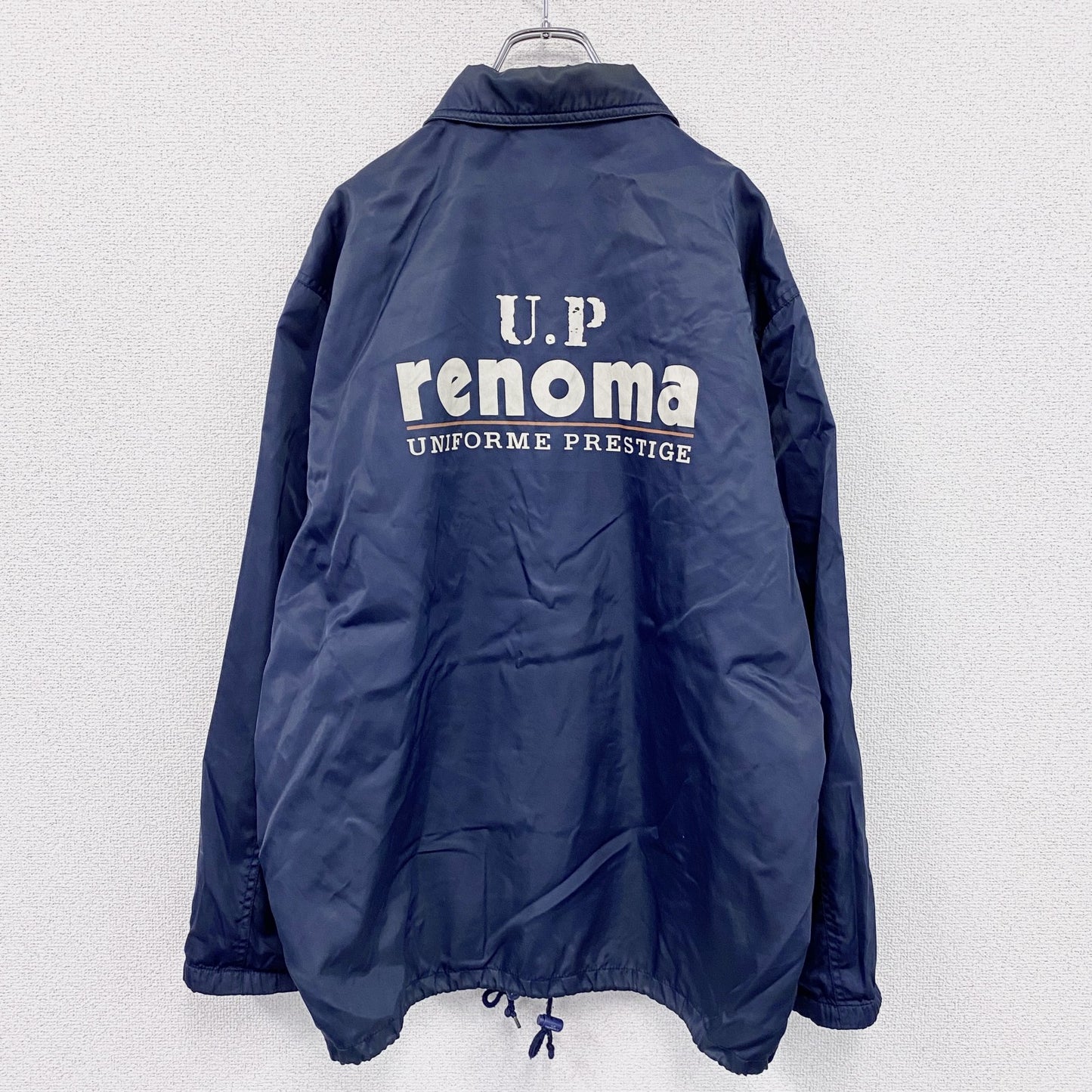 90s　U.P renoma　ユーピーレノマ　コーチジャケット　デカロゴ　ヴィンテージ　紺　ネイビー　Lサイズ