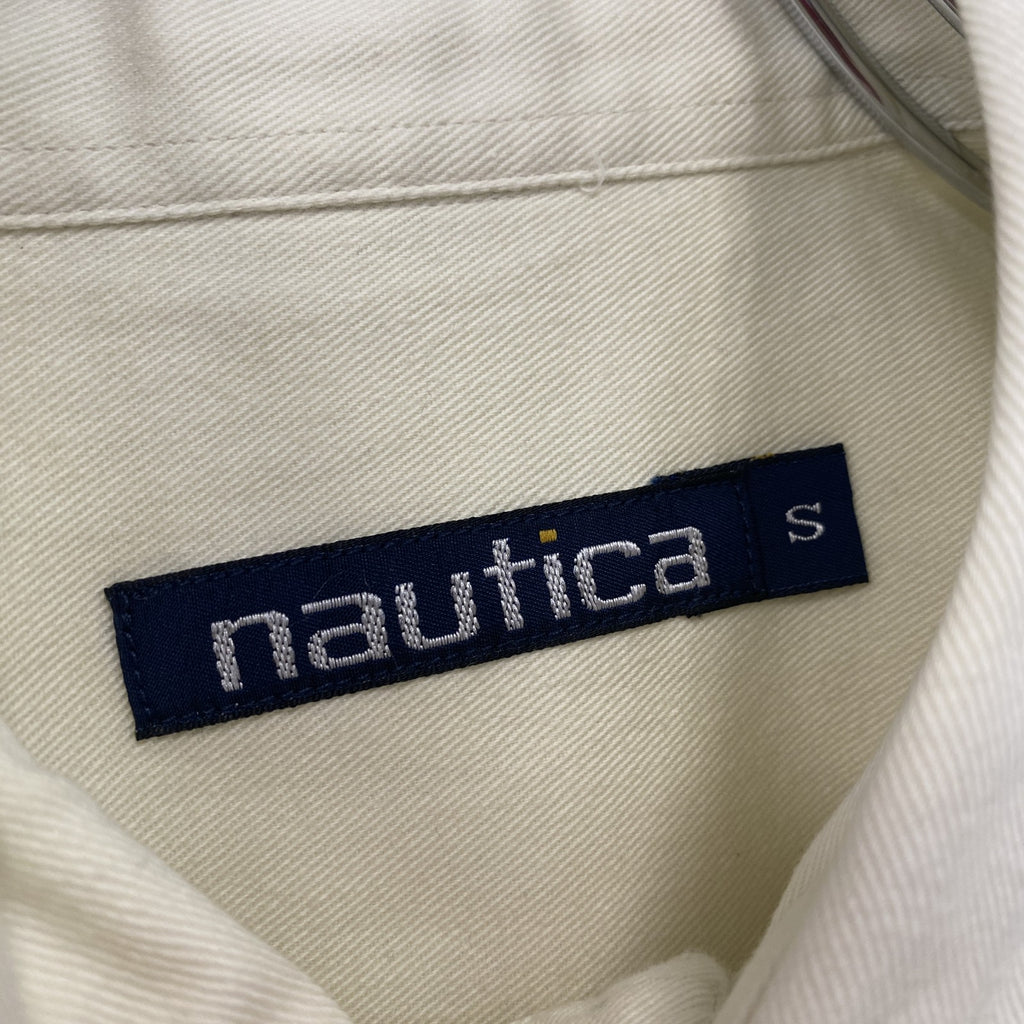 90s　NAUTICA　ノーティカ　長袖ボタンダウンシャツ　デッドストック　ヴィンテージ　アイボリー　Sサイズ