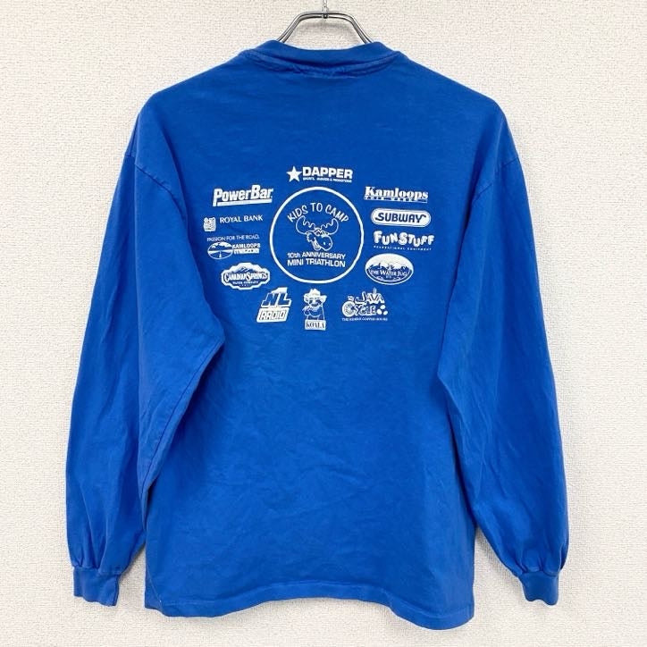 90s　Hanes　ヘインズ　長袖Tシャツ　ヴィンテージ　トライアスロン　青　ブルー　Lサイズ