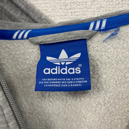 adidas　アディダス　フルジップスウェットパーカー/フーディー　デカロゴ　トレフォイル　灰色　グレー　