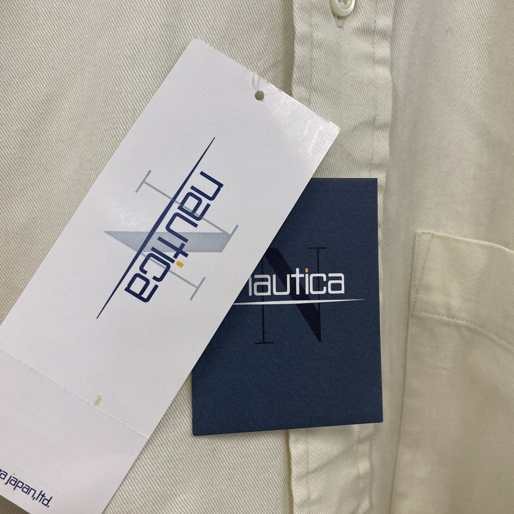 90s　NAUTICA　ノーティカ　長袖ボタンダウンシャツ　デッドストック　ヴィンテージ　アイボリー　Sサイズ