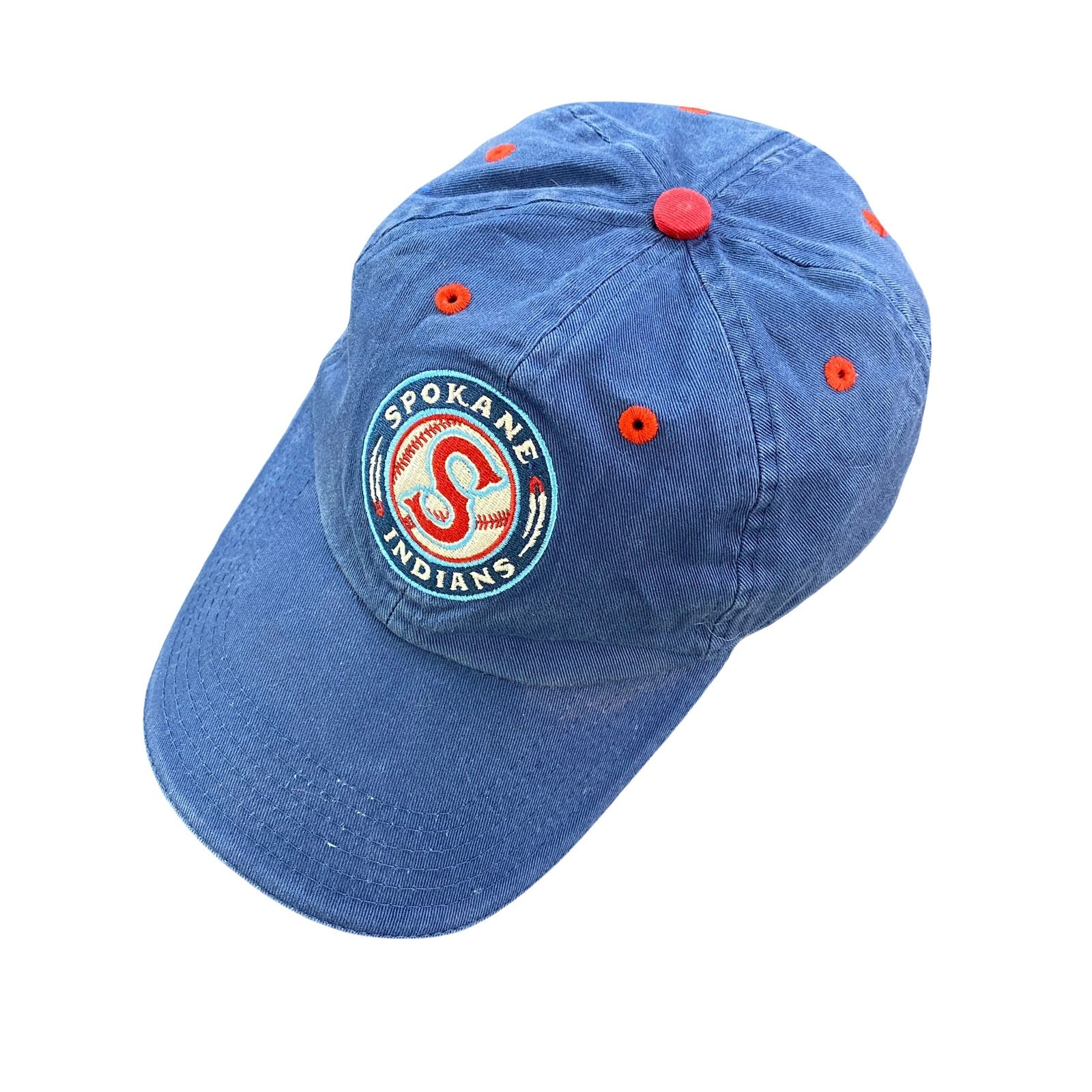 Spokane Indians　スポケーン・インディアンズ　6パネルキャップ　ベースボールキャップ　青　ブルー　