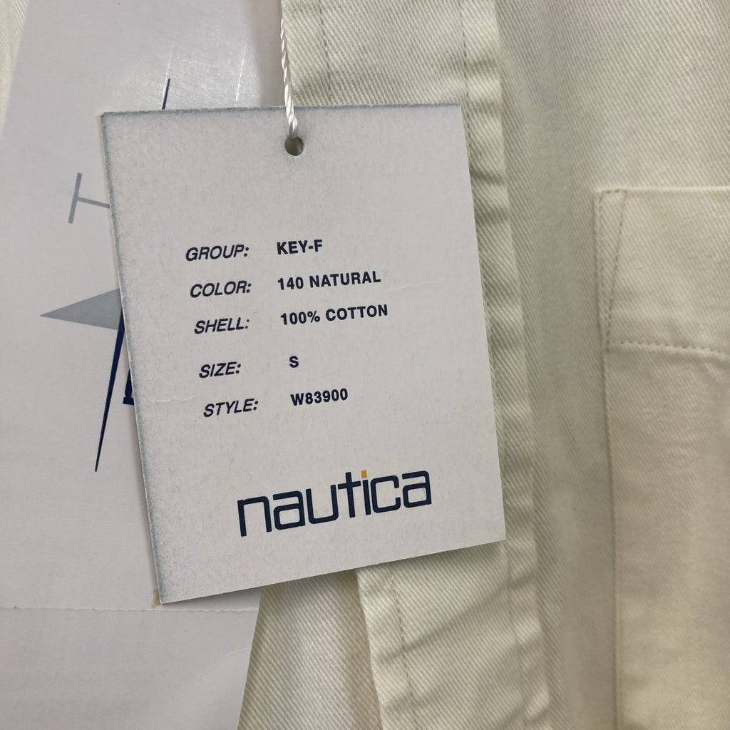 90s　NAUTICA　ノーティカ　長袖ボタンダウンシャツ　デッドストック　ヴィンテージ　アイボリー　Sサイズ