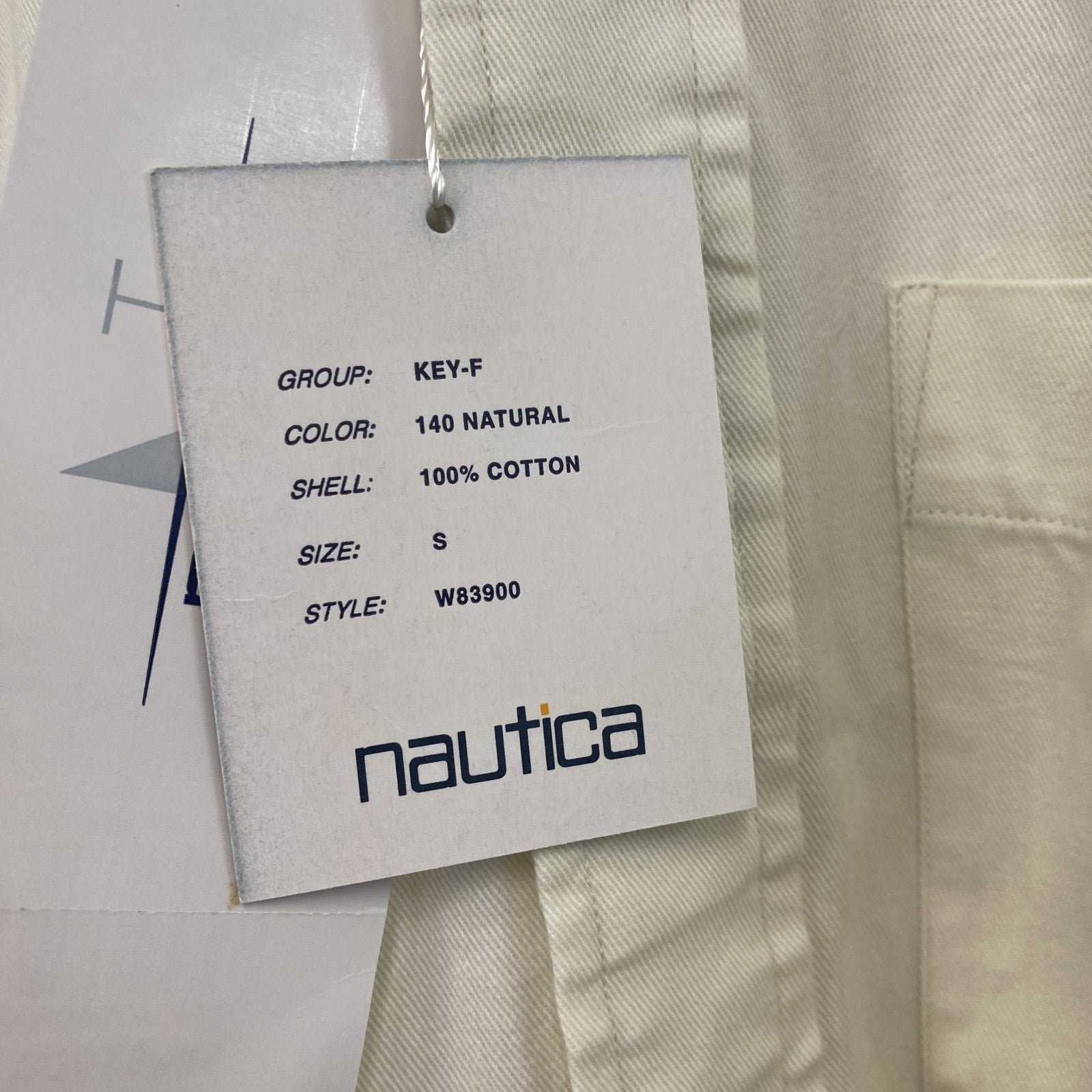 90s　NAUTICA　ノーティカ　長袖ボタンダウンシャツ　デッドストック　ヴィンテージ　アイボリー　Sサイズ