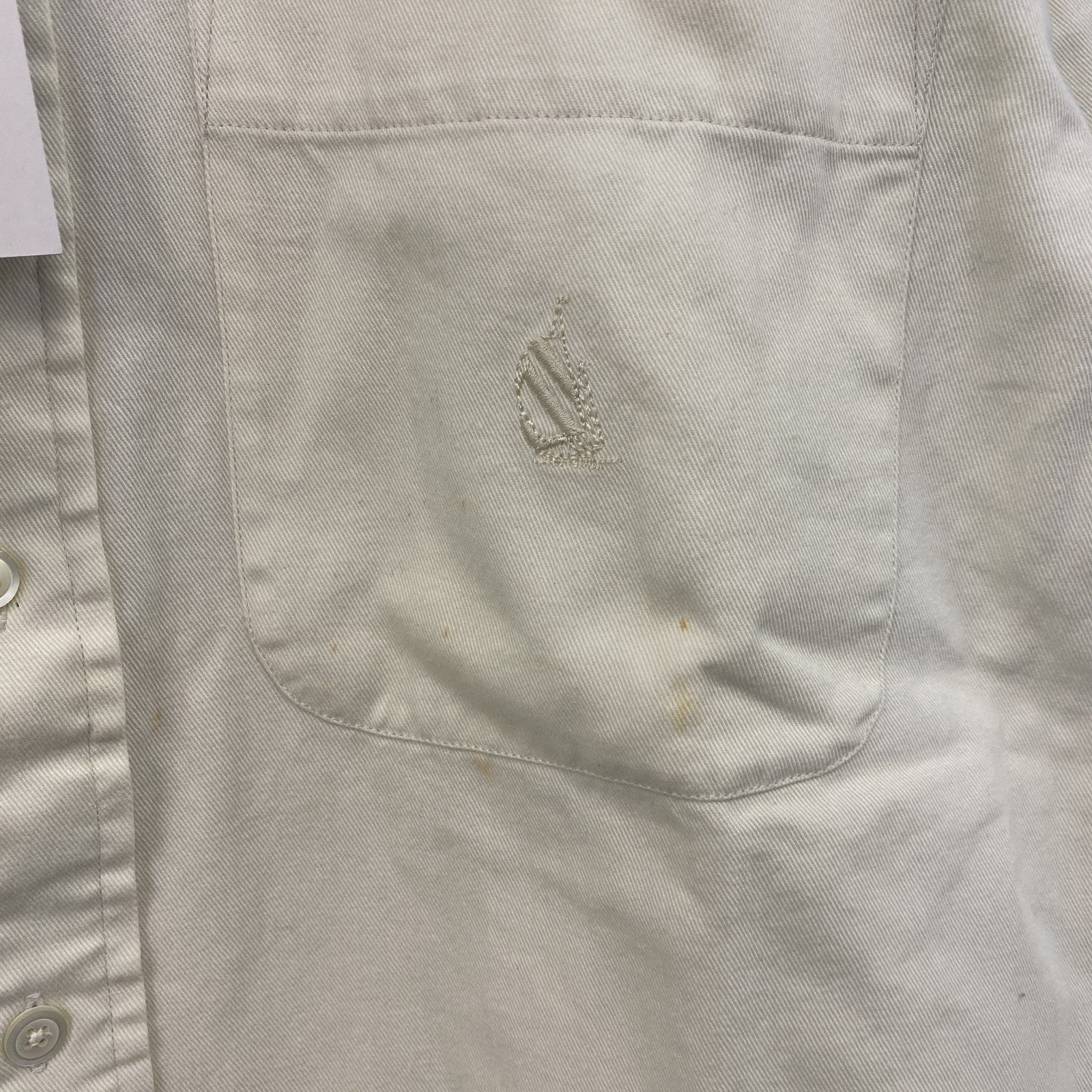 90s　NAUTICA　ノーティカ　長袖ボタンダウンシャツ　デッドストック　ヴィンテージ　アイボリー　Sサイズ