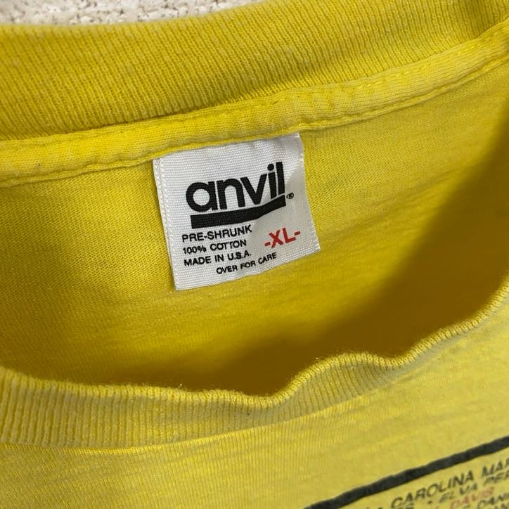 90s　Anvil　アンヴィル　半袖プリントTシャツ　シングルステッチ　USA製　黄色　イエロー　XLサイズ