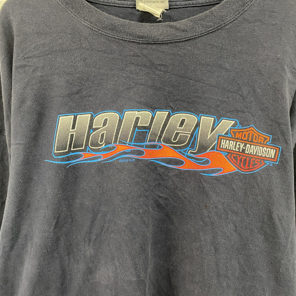 HARLEY DAVIDSON　ハーレーダビッドソン　長袖プリントTシャツ　紺　ネイビー　2XLサイズ