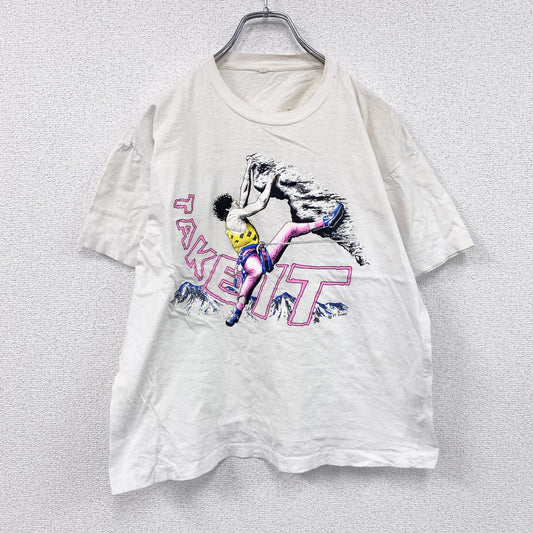 ～90s　半袖プリントTシャツ　クライミング　シングルT　ヴィンテージ　白　ホワイト　Lサイズ